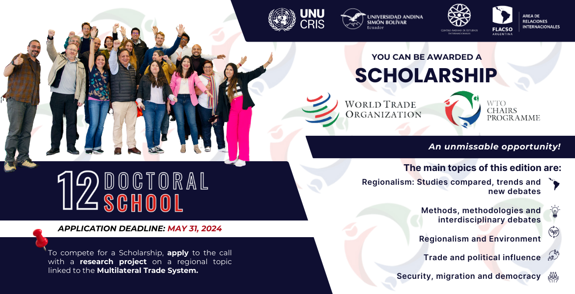 WTO Chair in Ecuador announces SCHOLARSHIPS for the XII Doctoral School